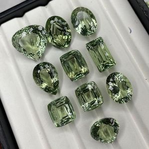 พลอยพรอซาไลต์ธรรมชาติ รูปทรงลูกแพร์และวงรี ตัดด้วยเลเซอร์ สีเขียวอมม่วง  ผ่านการอบความร้อนสำหรับทำเครื่องประดับ - Product Image 1