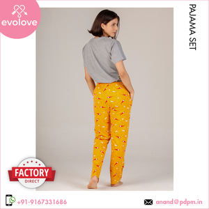 Diferentes colores disponibles para lavado a máquina Bio Washed 100% algodón suave hecho conjunto de pijama de vestido de noche para mujer - Product Image 6