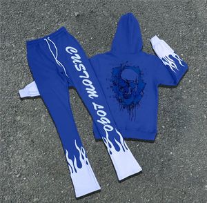 Survêtements évasés de qualité supérieure avec fermeture éclair et lavage à l'acide, jogging pour jambes, ensembles sweats à capuche et pantalons de survêtement pour hommes - Product Image 6