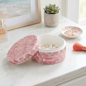 Mother of Pearl Jewelry <b>Box</b> Handmade Pink Shell Inlay <b>Round</b> Storage <b>Box</b> Luxury Decorative <b>Gift</b> <b>Box</b> Wholesale Vietnam - Product Image 2