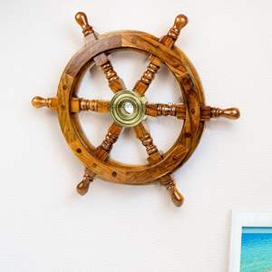 Volant de bateau artisanal en bois |   Travail artisanal de qualité |   Prix de gros direct usine, meilleur prix - Product Image 1