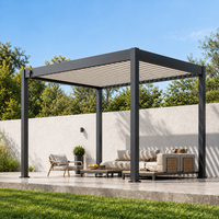 Pergola bioclimatique de jardin et de balcon, toit à lames orientables motorisé, imperméable, pare-soleil en aluminium, pergola extérieure