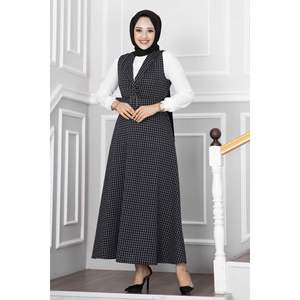 Başak doble chaleco Hijab conjunto en Negro estilo étnico tradicional XXL tamaño poliéster Abaya adultos niños verano primavera otoño estaciones - Product Image 2