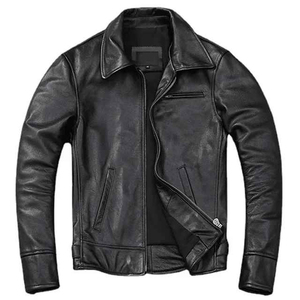 Chaqueta de moda delgada de piel de vaca marrón 100% vintage recién llegada personalizada para hombre piel auténtica talla XL ligera para chaqueta para hombre - Product Image 6