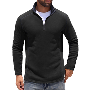 Wholesale <b>Men's</b> Athletic Workout Casual Sweatshirts High Quality <b>Quarter</b> <b>Zip</b> Long Sleeve Stand Collar Pullover Sweatshirts - Product Image 1