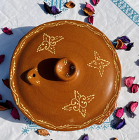 Tajine rond classique peint à la main, grand pot de cuisson marocain en céramique émaillée, sans plomb, fait main, certifié CEE
