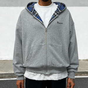 Sweat à capuche zippé intégral pour homme, coupe oversize et carrée, épaules tombantes, 100% coton réversible double couche, de haute qualité et confortable - Product Image 1