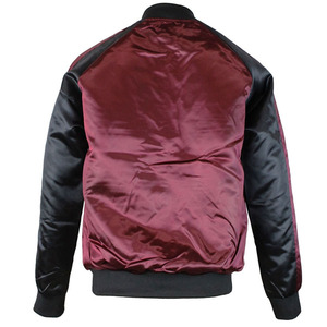 Chaqueta universitaria de satén de béisbol de poliéster 100% bordada personalizada para hombres, cuello levantado, estilo callejero - Product Image 3