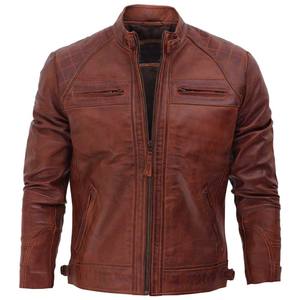Veste en cuir rétro de motard de course pour hommes Veste en cuir classique de cavalier de moto de Brando vintage - Product Image 1
