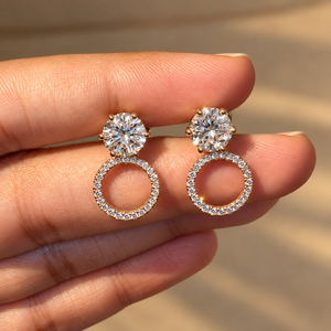 Boucles d'oreilles classiques en or 18 carats avec diamants de laboratoire, taille brillant rond, couleur G, pour femme, tendance, à porter au quotidien - Product Image 3