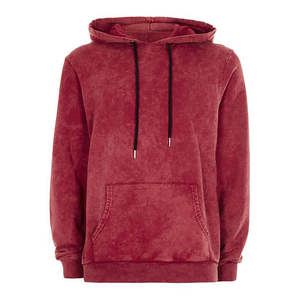 Sudadera con Capucha Personalizada para Hombre, de Algodón Grueso 100%, Estilo Urbano, Lavado Ácido Decolorado al Sol, Color Rojo Informal, OEM - Product Image 1