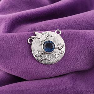 Colgante de Topacio Azul de Londres con Corte Redondo y Medallón Grabado de Colibrí, Engastado en Plata 925, Especial para Regalos Festivos - Product Image 3
