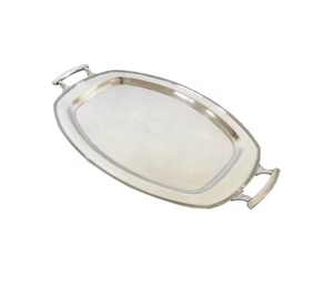 Bandeja DE SERVICIO DE METAL decorativa plateada con bandejas de té y frutas de lujo hechas a mano rectangulares de metal de aluminio para decoración nórdica del hogar - Product Image 3