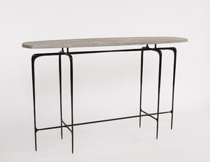 Table console de salon en acier inoxydable de style moderne avec plateau en marbre artificiel, design écologique pour hôtel et villa - Product Image 4