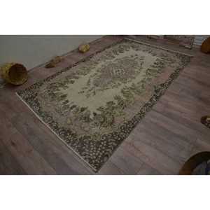 พรมขนาด 5.6x9.2 ฟุต, พรมวินเทจตุรกี, พรมขนสัตว์ลายดอกไม้สีเบจ - Product Image 3