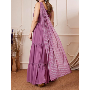 Robes de soirée respirantes du Pakistan Dernier créateur Fête de mariage Porter des femmes élégantes Robe Lehenga Choli Dupatta Ensemble Adultes - Product Image 3