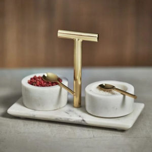 <b>Set</b> of 3 Marble <b>Salt</b> and <b>Pepper</b> Bowls Exclusive Quality Round Shape Handmade Wedding Storage Container for Kitchen Use - Product Image 4