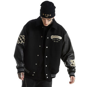 Gran oferta, Mangas de cuero, bordado de chenilla, Mangas de cuero PU de lana con parches, chaqueta universitaria de béisbol Letterman personalizada - Product Image 1