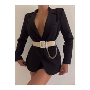 Ceinture élastique tissée pour femme avec boucle à chaîne, ceinture pour veste, ceinture pour chemise, ceinture pour robe - Blanc - Product Image 6