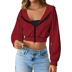 Chic Cropped Hoodie Women Sexy Short Hooded Sweatshirt Soft Cotton Pullover Long Sleeve Street Style Fashion Casual Top - Product Image 1