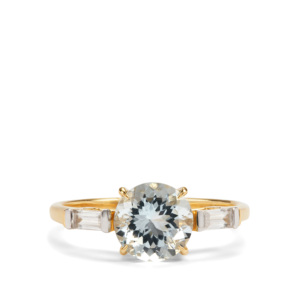Ovaler Natürlicher <span class=keywords><strong>Sokoto</strong></span>-Aquamarin-Ring 2,08 Karat mit Weißem Zirkon in 9K Gold - Product Image 2
