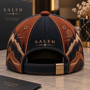 หมวกแก๊ป SALEH สำหรับผู้ชาย แบบ 6 แผง ปักลายภูเขา ตาข่ายปรับได้ ผ้าฝ้าย 100% ระบายอากาศ กันน้ำ เหมาะสำหรับงานแต่งงาน - Product Image 2