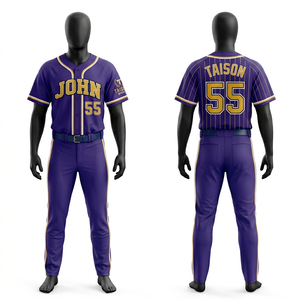 Premium 180 GSM Polyester Men Baseball Uniform <b>Light</b> Blue Navy Red Piping <b>Panels</b> Custom Embroidery Logo Breathable Fit - Product Image 4