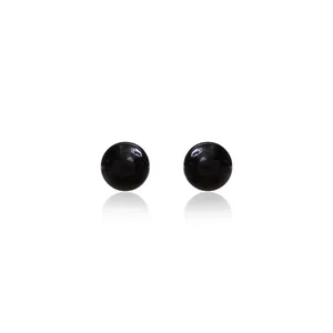 Boucles d'oreilles classiques en onyx noir pour femmes, boucles d'oreilles pendantes plaquées or 18 carats avec rubis et diamants, bijoux tendance en pierres précieuses - Product Image 2