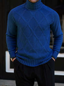 Suéter de cuello alto para hombre, Jersey cálido Hipster, prendas de punto de invierno, moda suave, ajustado, informal, manga larga, elegante, transpirable - Product Image 3