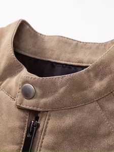 แจ็คเก็ตหนังสไตล์ฮิปฮอปใหม่สำหรับผู้ชาย แจ็คเก็ตฤดูหนาวมีซิป แจ็คเก็ตหนังผู้ชายแฟชั่นลำลองสไตล์ไบค์เกอร์ - Product Image 4