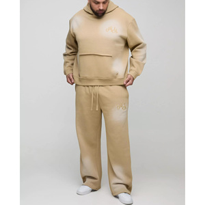 Conjunto Deportivo de Sudadera con Capucha y Pantalones Deportivos Extra Grandes para Hombre, Logotipo Personalizado, Pantalones Deportivos Anchos con Capucha, Lavado Ácido, Estampado 3D - Product Image 1
