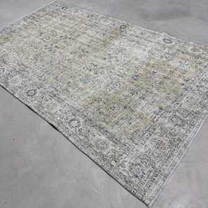 Alfombra turca de 5.6x9.5 pies, alfombra grande vintage, alfombra gris azul con motivos de plantas y árboles - Product Image 3