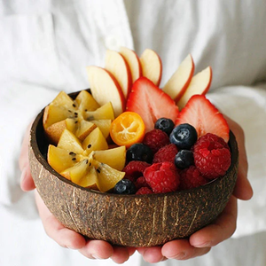Hand Crafted <b>Coconut</b> Bowl Round Fruit Serving Dish Minimalist Design Reusable Wood Material - Product Image 1