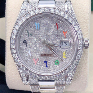 Montre numérique multicolore entièrement glacée Montre de luxe arc-en-ciel/Montre luxueuse en diamant de marque de qualité supérieure pour hommes - Product Image 5