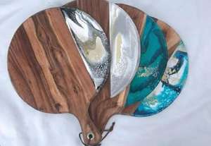 บล็อกสับเรซินด้ามจับขนาดใหญ่แบบใหม่ทำจากเรซินแผ่นชีสเครื่องครัวกระดานชาร์เตอร์สร้างสรรค์ - Product Image 6