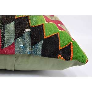 Multicolor Wool Patchwork Kantha 16x24 Inch Woven Decorative <b>Pillow</b> with Vintage Pattern - Product Image 5