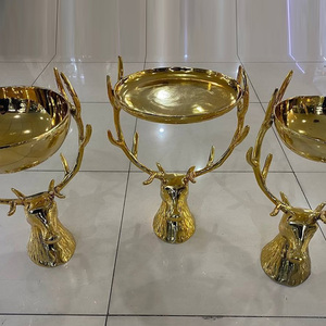 Silver Plated Reindeer Head Shape Golden Plated <b>Christmas</b> Decoration New Home Tableware Candy and Nuts <b>Serving</b> <b>Bowl</b> - Product Image 1