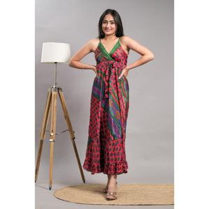 Robe de soirée en soie vintage vêtements de plage vêtements d'été robe dos nu - Product Image 6
