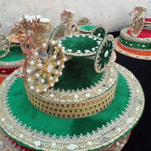 Placas decorativas Mehndi, placas de anillo Thaal disponibles, estilo de boda pakistaní, anillo de compromiso de flores personalizado 2025 OEM - Product Image 1
