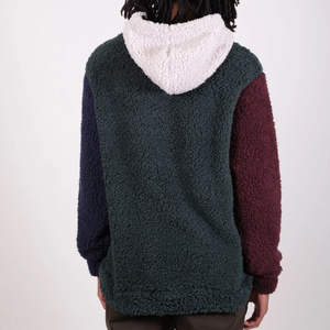 Men's Cotton-Blend Fleece Hoodie Breathable Three-Tone Contrast Pullover <b>Sweatshirt</b> Embossed Printing Embroidered Wholesale - Product Image 3