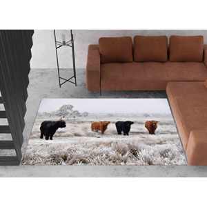 Alfombra de Vaca Highland: Decoración Rústica Impresa en 3D, Alfombra Delgada No Tejida - Product Image 3
