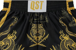 กางเกงชกมวยผู้ชายคุณภาพสูง 100% โพลีเอสเตอร์ ซาตินยืดหยุ่น ออกแบบเองได้ สไตล์มวยไทย สำหรับฝึกซ้อม แห้งเร็ว - Product Image 6