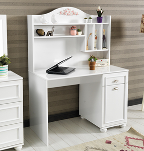 Escritorio de Estudio de Diseño Industrial Sólido Blanco Margarita con 1 Cajón, 1 Gabinete y Múltiples Estantes para Oficina en Casa, Sala de Estar, Comedor y Cocina - Product Image 2