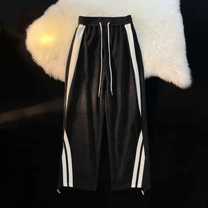 กางเกงกีฬาขาตรงของผู้ชายกางเกงวอร์มลายทางริบบิ้นแนวสตรีทผ้าถักลายโลโก้ออกแบบได้ตามต้องการ - Product Image 4