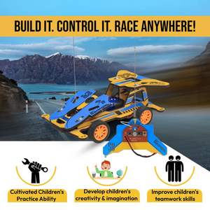 Mini Turbo Racing Car Steam Kit (azul y amarillo) con accesorios de batería de control remoto inalámbrico DIY - Product Image 4
