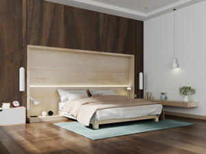 Producto Daytona con acabado de grano de madera oscura HPL, con superficie de grano de madera de textura duradera para uso en dormitorio - Product Image 2