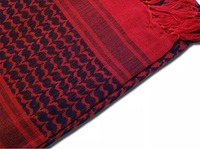 Keffiyeh Shemagh Taktis Etnik Merah & Hitam 100% Katun, Penutup Kepala Arab Muslim, Syal Bernapas, Tahan Angin, Anti Debu