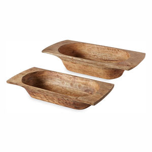 Bol à pâte en bois de manguier naturel oblong Vintage décor à la maison décor de ferme bol à bougie salle à manger Table maîtresse bols à pâte - Product Image 4