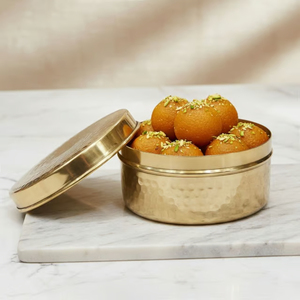 Small Brass Laddu Storage <b>Box</b> Gold Polished For Tabletop Kitchen Storage Organizer Sweet <b>Box</b> Brass <b>Mithai</b> <b>Box</b> - Product Image 3