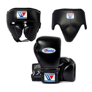 2025 Winning Boxing Set of High Quality Leather <b>Gloves</b> Headgear Groin Guard With <b>Laced</b> Wrist for Training and Sparring - Product Image 2